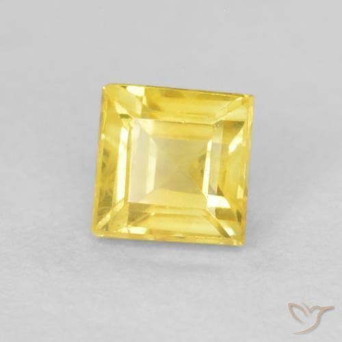 Safira amarelo médio Natural 0.60ct, Quadrado, VVS-VS
