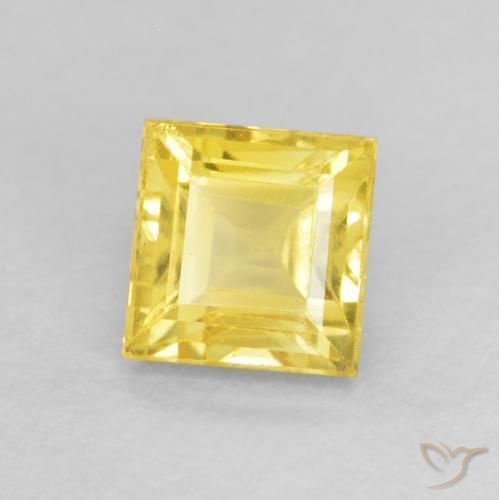 Safira Mel amarelo Natural 0.63ct, Quadrado, VS
