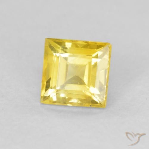 Safira amarelo médio Natural 0.52ct, Quadrado, VS