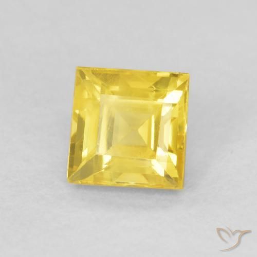 Safira amarelo médio Natural 0.51ct, Quadrado, VS