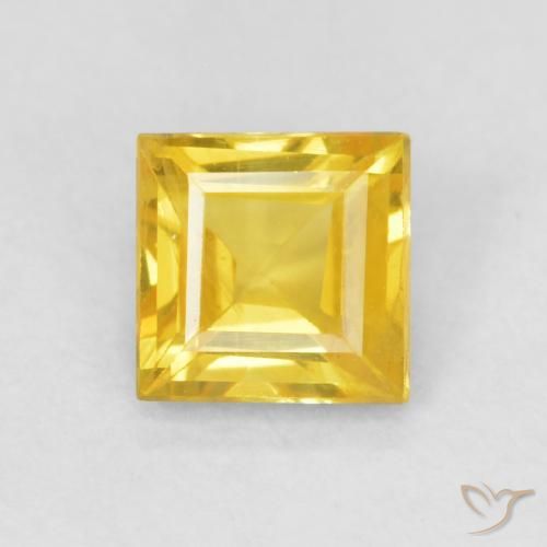0.56ct Natural Dourado-Laranja Safira, Quadrado, VS