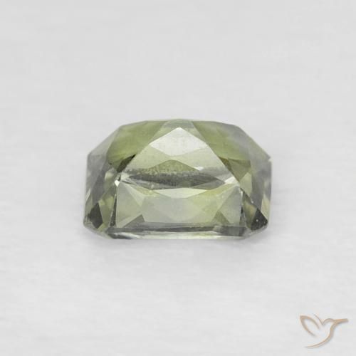 Safira Verde acinzentado Natural 0.55ct, Corte Octógono / Esmeralda, VS