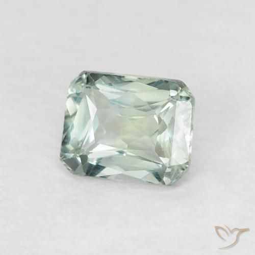 Safira Verde pálido Natural 0.60ct, Corte Octógono / Esmeralda, VVS-VS