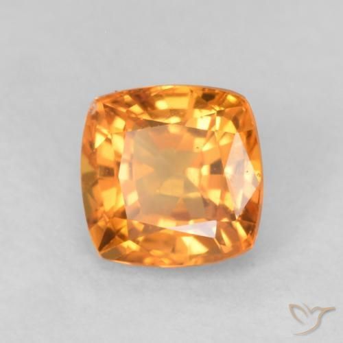 Safira Laranja Médio Natural 0.60ct, Almofada, VVS-VS