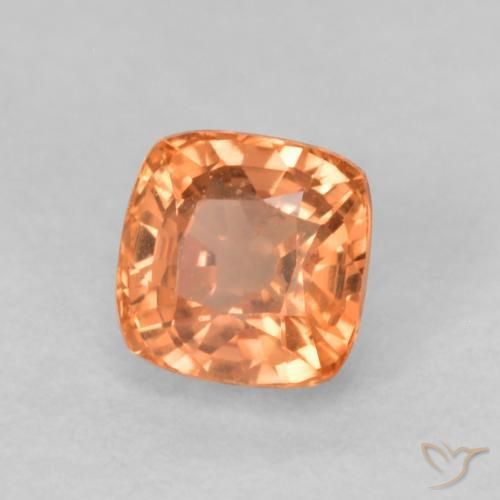 Safira gengibre laranja Natural 0.63ct, Almofada, VVS-VS