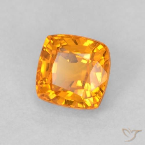 Safira Laranja brilhante Natural 0.56ct, Almofada, VVS-VS