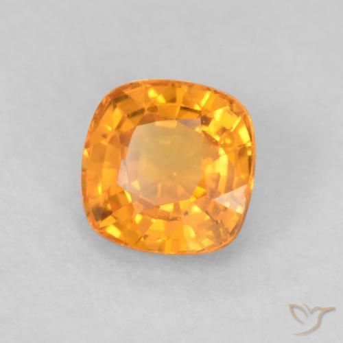 Safira Laranja brilhante Natural 0.48ct, Almofada, VVS-VS