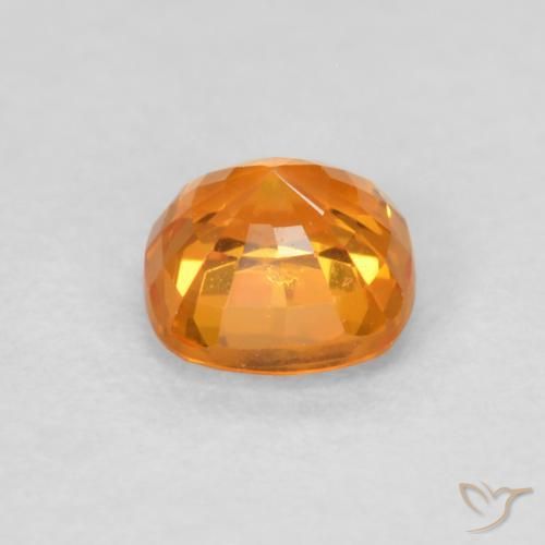 Safira Laranja brilhante Natural 0.48ct, Almofada, VVS-VS
