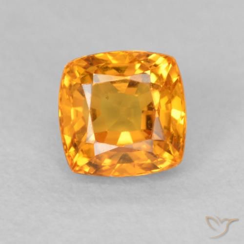 0.61ct Natural Laranja Médio Safira, Almofada, VVS-VS