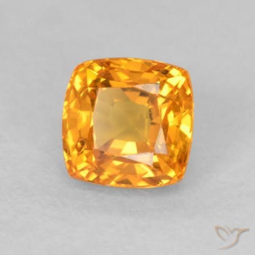 Safira Laranja Médio Natural 0.61ct, Almofada, VVS-VS