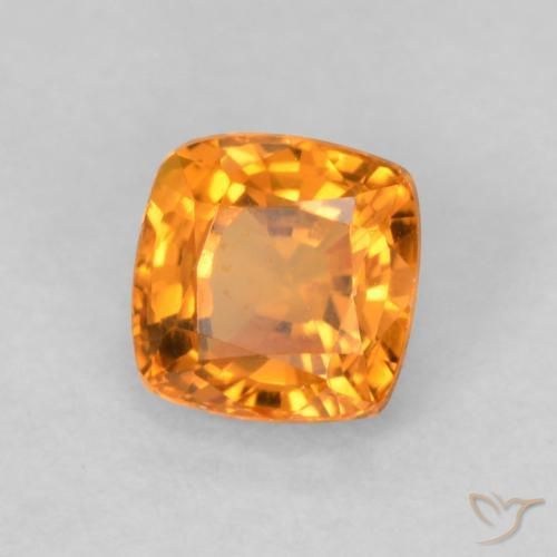 Safira Laranja brilhante Natural 0.55ct, Almofada, VVS-VS