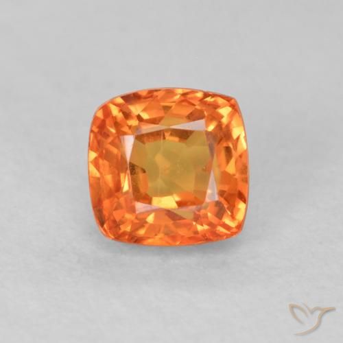 0.64ct Natural Laranja brilhante Safira, Almofada, VVS