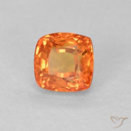 Safira Laranja brilhante Natural 0.64ct, Almofada, VVS