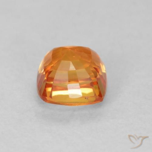 Safira Laranja brilhante Natural 0.64ct, Almofada, VVS