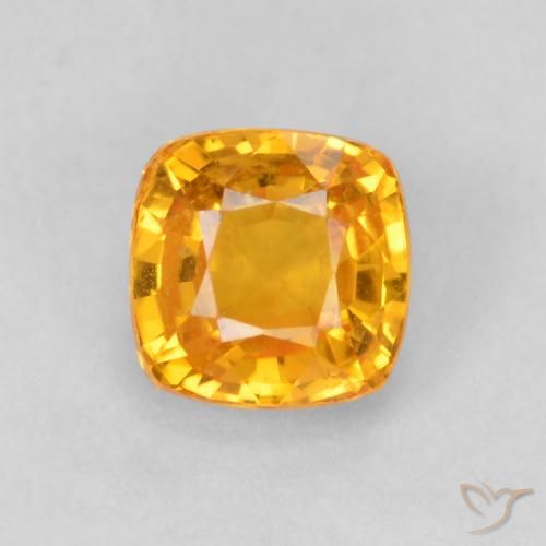 0.76ct Natural Laranja-Ouro Safira, Almofada, VVS