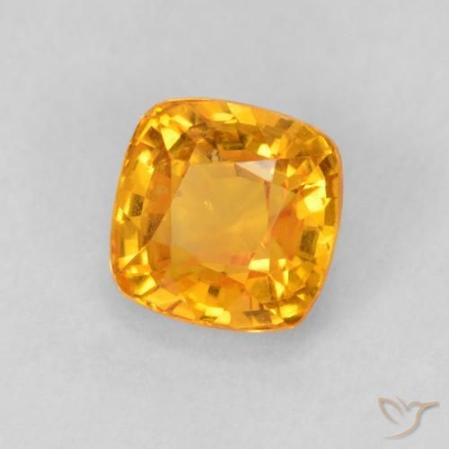Safira Laranja-Ouro Natural 0.76ct, Almofada, VVS