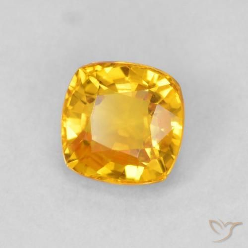 Safira Dourado médio Natural 0.63ct, Almofada, VVS