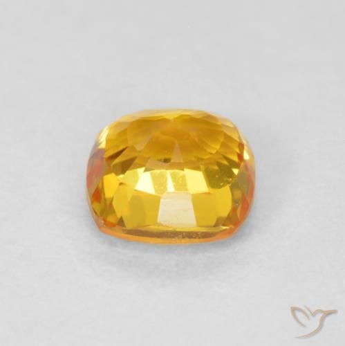 Safira Dourado médio Natural 0.63ct, Almofada, VVS