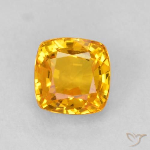 0.78ct Natural Laranja Dourada Safira, Almofada, VVS