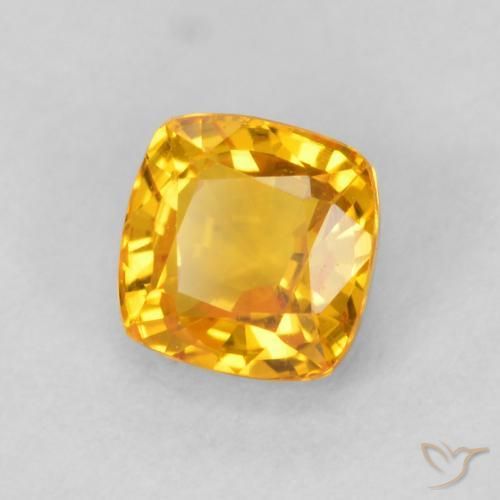 Safira Laranja Dourada Natural 0.78ct, Almofada, VVS