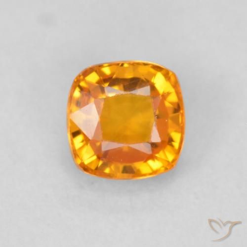 0.63ct Natural Laranja brilhante Safira, Almofada, VVS