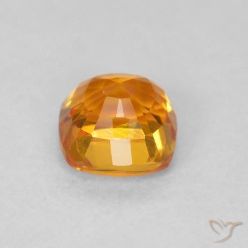 Safira Laranja brilhante Natural 0.63ct, Almofada, VVS