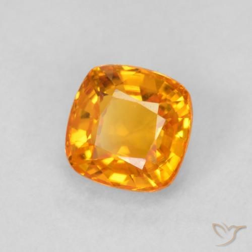Safira Laranja brilhante Natural 0.65ct, Almofada, VVS