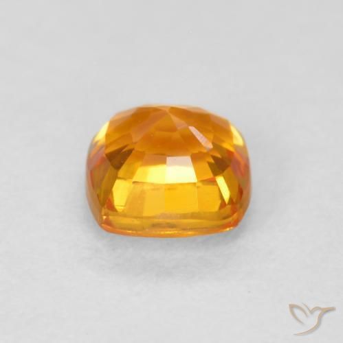Safira Laranja brilhante Natural 0.65ct, Almofada, VVS