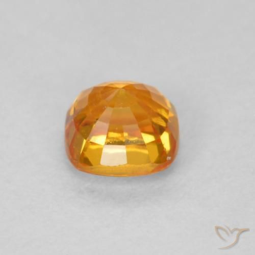 Safira Laranja brilhante Natural 0.56ct, Almofada, VVS