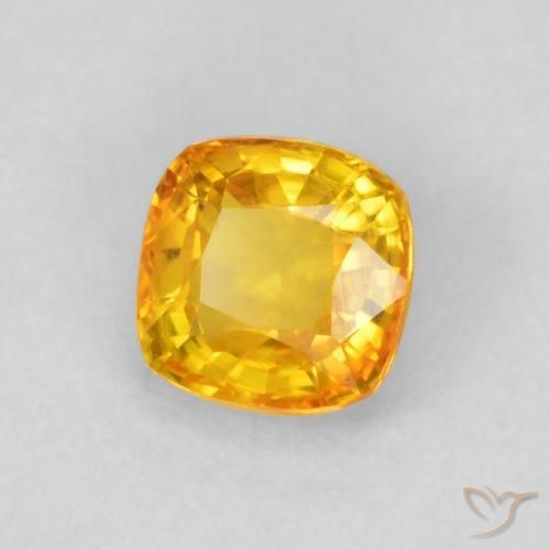 Safira Dourado médio Natural 0.65ct, Almofada, VVS