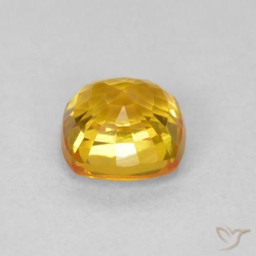 Safira Dourado médio Natural 0.65ct, Almofada, VVS