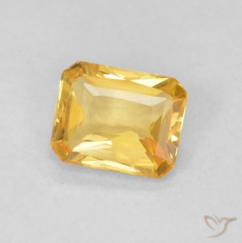 Safira ouro médio Natural 0.44ct, Corte Octógono / Esmeralda, VVS