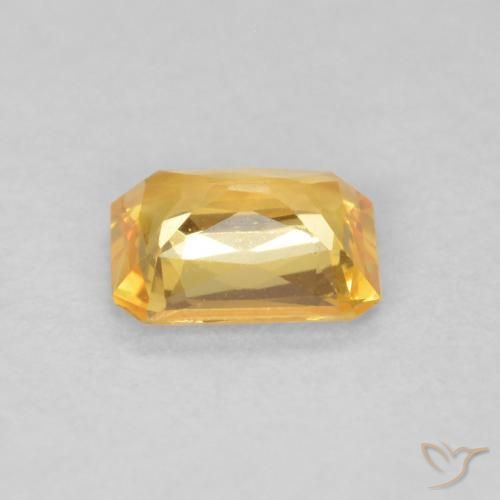 Safira ouro médio Natural 0.44ct, Corte Octógono / Esmeralda, VVS