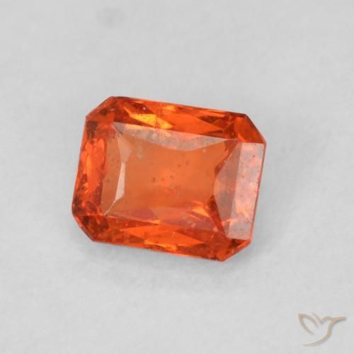Safira laranja quente Natural 0.53ct, Corte Octógono / Esmeralda, SI