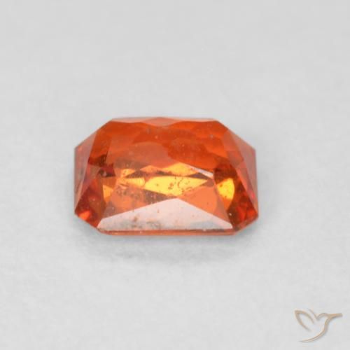 Safira laranja quente Natural 0.53ct, Corte Octógono / Esmeralda, SI