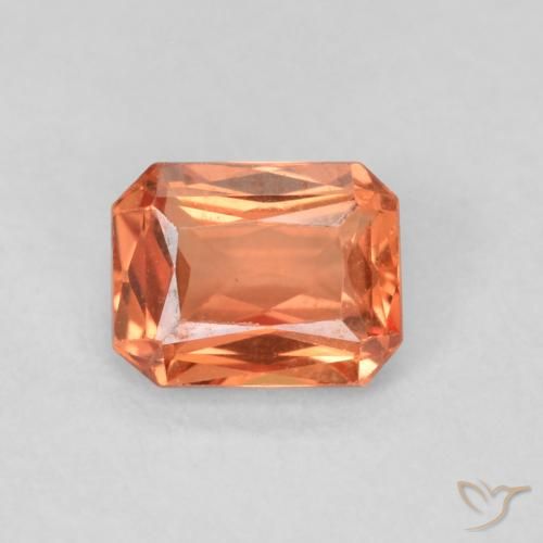 0.55ct Natural Laranja Vermelho Safira, Corte Esmeralda, VS