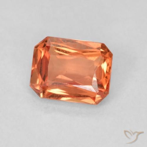 Safira Laranja Vermelho Natural 0.55ct, Corte Octógono / Esmeralda, VS