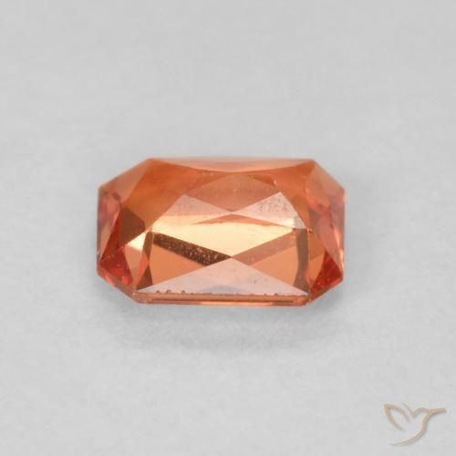 Safira Laranja Vermelho Natural 0.55ct, Corte Octógono / Esmeralda, VS