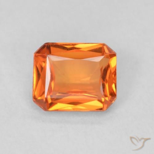 0.54ct Natural fogo laranja Safira, Corte Esmeralda, VS