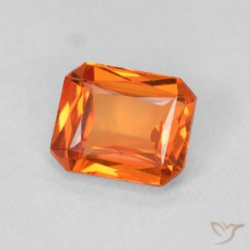 Safira fogo laranja Natural 0.54ct, Corte Octógono / Esmeralda, VS