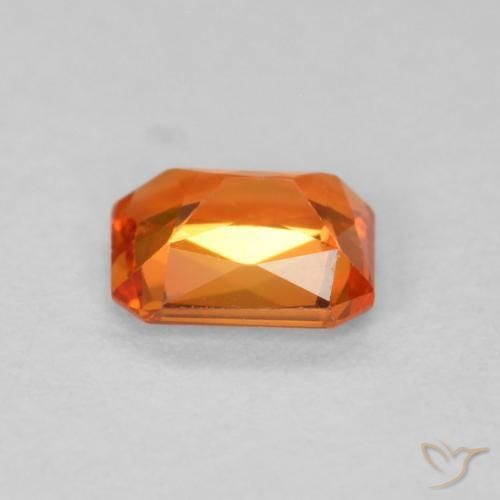 Safira fogo laranja Natural 0.54ct, Corte Octógono / Esmeralda, VS