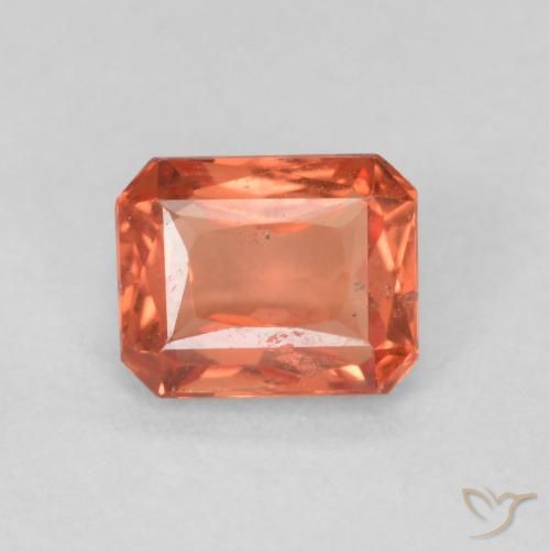 0.59ct Natural Laranja Vermelho Safira, Corte Esmeralda, VS-SI