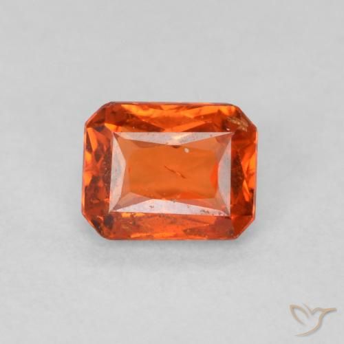 0.47ct Natural âmbar laranja Safira, Corte Esmeralda, SI