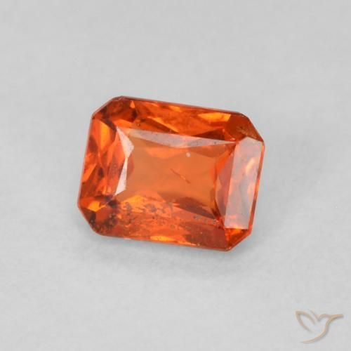 Safira âmbar laranja Natural 0.47ct, Corte Octógono / Esmeralda, SI