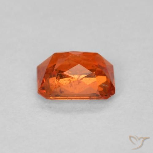 Safira âmbar laranja Natural 0.47ct, Corte Octógono / Esmeralda, SI