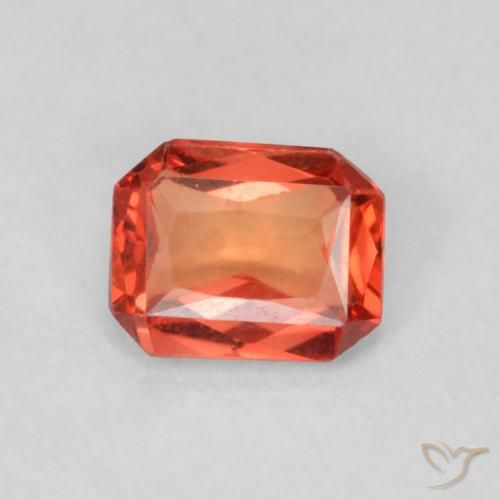 0.49ct Natural laranja avermelhado Safira, Corte Esmeralda, VS