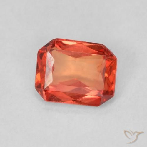 Safira laranja avermelhado Natural 0.49ct, Corte Octógono / Esmeralda, VS