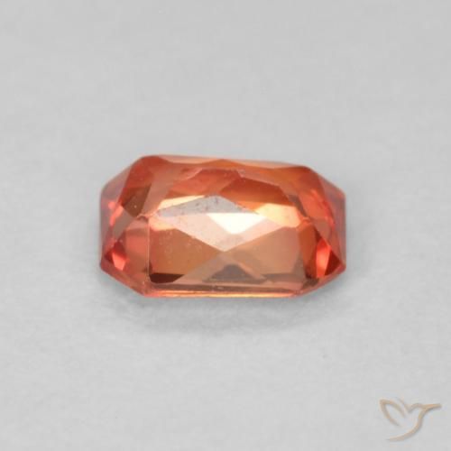 Safira laranja avermelhado Natural 0.49ct, Corte Octógono / Esmeralda, VS