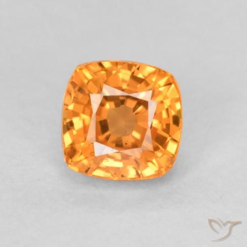 Safira laranja solta de 0,73 quilates, corte de almofada de 4,5 x 4,5 mm da Tanzânia, Photo A