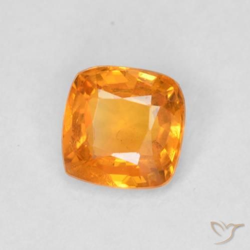 Safira Laranja brilhante Natural 0.49ct, Almofada, VS